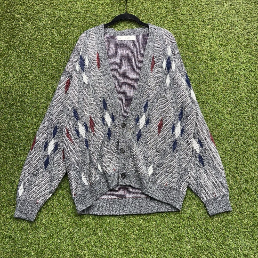 Jantzen Grandpa Sweater Mens Large Tall LT Cardigan USA Made 3 Button 2000s y2k